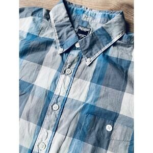 Todd Snyder Button Down Shirt Mens Large Blue White Plaid‎ Check Long Sleeve
